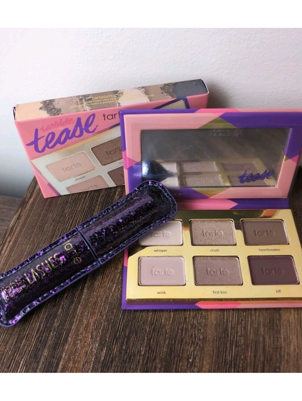 Tarte Tartelette Tease Eyeshadow Palette,  6 Neutral Shades w/ Travel Mascara